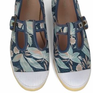 🔥 5/$25 TOMS Joon Floral Canvas Mary Jane Shoes Sneakers Buckle‎ Strap 8.5 8-1/2